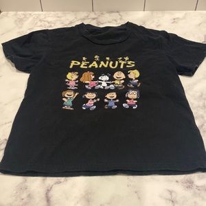 Peanuts Black Short Sleeve Tee Classic Design